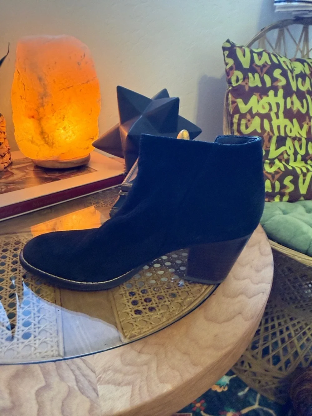 Sam Edelman Black Suede Ankle Booties with Side Zip